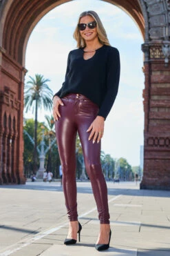 Burgundy Rose Gold Button & Zip Detail Leather Look Leggings 13 Burgundy Rose Gold Button & Zip Detail Leather Look Leggings -SOSANDAR Sales web 2307 93 a22tk530bk0001 s22bp001rd0004 a23ow053rd0011 93 404 1