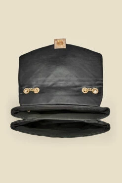 Black Gold Stud Detail Quilted Cross Body Bag 13 Black Gold Stud Detail Quilted Cross Body Bag -SOSANDAR Sales web 2307 box a23ac004bk0001 d