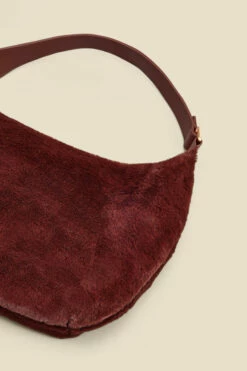 Brown Faux Fur Shoulder Bag -SOSANDAR Sales web 2307 box a23ac007pt0004 c