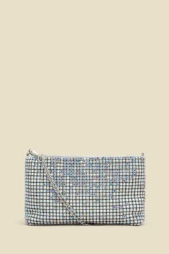 Silver Rhinestone Clutch Bag