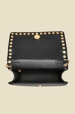 Black Stud Detail Clutch Bag With Detachable Strap -SOSANDAR Sales web 2307 box a23ac010bk0001 d