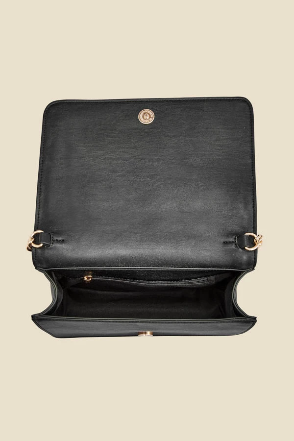 Dogtooth Black Trim Chain Detail Cross Body Bag 7 Dogtooth Black Trim Chain Detail Cross Body Bag - Image 5