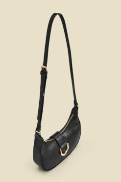 Black Snake Hoop Clasp Scoop Longline Shoulder Bag -SOSANDAR Sales web 2307 box a23ac012bk0001 b