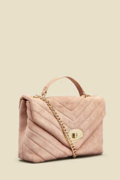 Taupe Faux Suede Quilted Clasp Detail Cross Body Bag 11 Taupe Faux Suede Quilted Clasp Detail Cross Body Bag -SOSANDAR Sales web 2307 box a23ac015nl0002 b