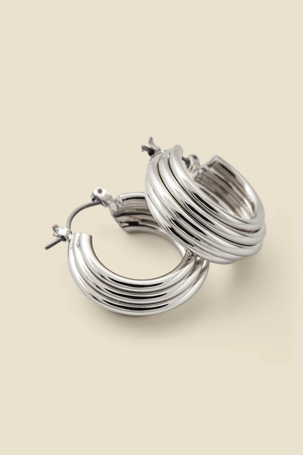 Silver Ridged Hoop Earrings 2 Silver Ridged Hoop Earrings