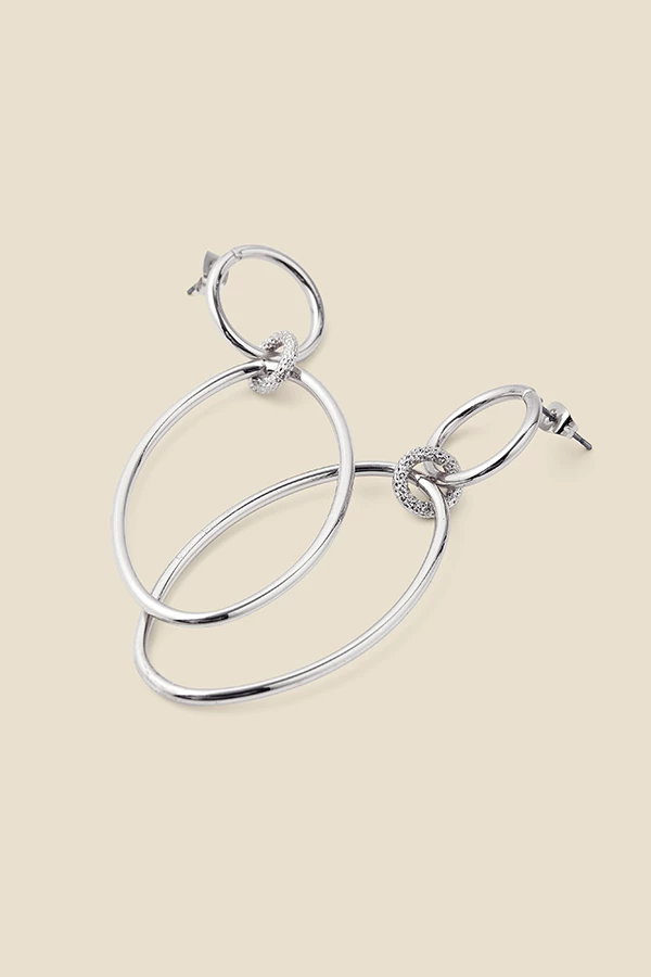 Silver Oval Hoop Drop Earrings 4 Silver Oval Hoop Drop Earrings - Image 2