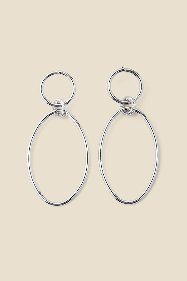 Silver Oval Hoop Drop Earrings 5 Silver Oval Hoop Drop Earrings - Image 3