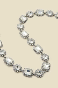 Silver Diamante Stone Detail Necklace -SOSANDAR Sales web 2307 box a23ac037mc0005 a
