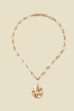 Gold Plated Hammered Chain Link Necklace