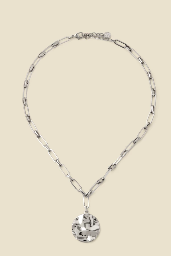 Silver Plated Hammered Chain Link Necklace 3 Silver Plated Hammered Chain Link Necklace