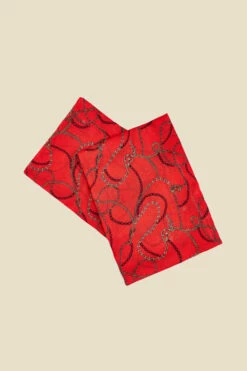 Red Chain Print Scarf -SOSANDAR Sales web 2307 box a23ac070rd0017 b