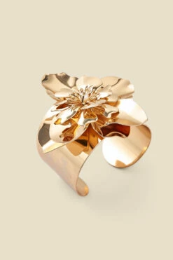Gold Flower Detail Cuff Bracelet