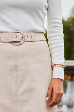 Ecru Leather A-Line Midi Skirt 11 Ecru Leather A-Line Midi Skirt -SOSANDAR Sales web 2308 02 a23sl002eu0001 02 200 rt