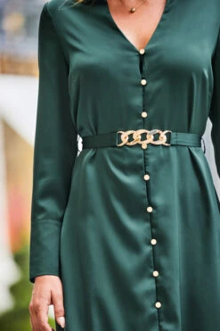 Green Satin Shirt Dress With Luxe Gold Belt 13 Green Satin Shirt Dress With Luxe Gold Belt -SOSANDAR Sales web 2308 127 a23dw024gn0001 127 199 rt