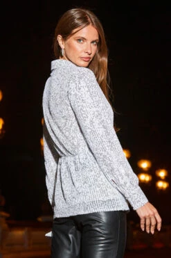 Winter White Sequin Tie Side Longline Shirt -SOSANDAR Sales web 2308 25 s23tw167wh0001 25 178 rt