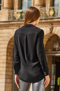 Black Premium Embellished Collar Shirt -SOSANDAR Sales web 2308 30 a23tw010bk0001 30 263