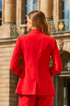Red Shawl Collar Blazer -SOSANDAR Sales web 2308 31 a22bw006rd0001 a23ow063rd0001 31 274