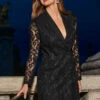 Black Lace Double Breasted Blazer Dress -SOSANDAR Sales web 2308 48 s23dw025bk0001 48 042 2