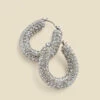 Silver Rhinestone Detail Chunky Hoop Earrings