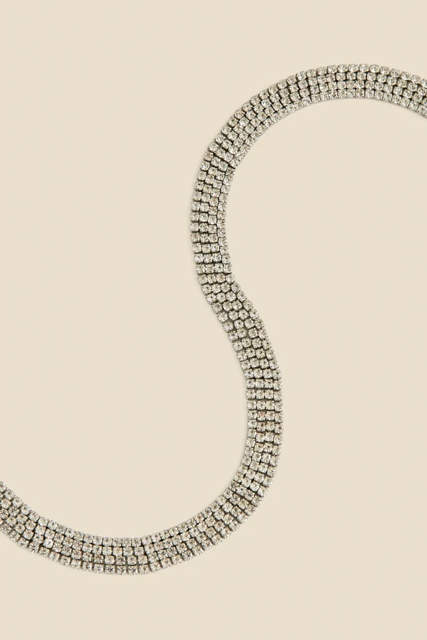 Silver Rhinestone Choker Necklace 4 Silver Rhinestone Choker Necklace - Image 2