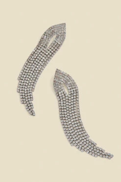 Silver Diamante Waterfall Drop Tassel Earrings -SOSANDAR Sales web 2308 box a23ac035mc0005 b