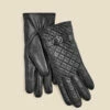 Black Leather Quilted Buckle Detail Gloves -SOSANDAR Sales web 2308 box a23ac064bk0001 a