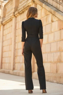 Black Tailored Wide Leg Belted Jumpsuit With Pockets 10 Black Tailored Wide Leg Belted Jumpsuit With Pockets -SOSANDAR Sales web 2309 02 a23jw007bk0001 02 224