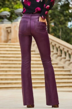 Wine Coated Kick Flare Jeans 12 Wine Coated Kick Flare Jeans -SOSANDAR Sales web 2309 05 a23bd016rd0011 a23tw068bkfl01 05 259