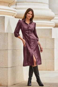 Burgundy Faux Leather Popper Front Shirt Dress 11 Burgundy Faux Leather Popper Front Shirt Dress -SOSANDAR Sales web 2309 114 a20dp004rd0004 114 059 rc