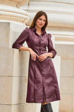 Burgundy Faux Leather Popper Front Shirt Dress 12 Burgundy Faux Leather Popper Front Shirt Dress -SOSANDAR Sales web 2309 114 a20dp004rd0004 114 078 rc