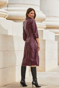 Burgundy Faux Leather Popper Front Shirt Dress 10 Burgundy Faux Leather Popper Front Shirt Dress -SOSANDAR Sales web 2309 114 a20dp004rd0004 114 161 rc