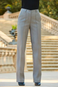 Grey Faux Leather Wide Leg Trousers -SOSANDAR Sales web 2309 144 a23ow015gy0003 144 448