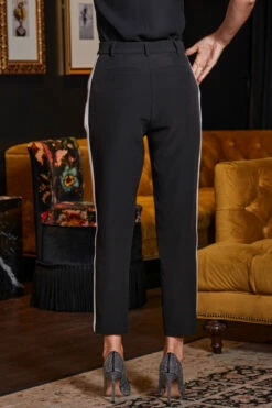 Black Tapered Trousers With Contrast Side Stripe 11 Black Tapered Trousers With Contrast Side Stripe -SOSANDAR Sales web 2309 186 a23ow065bk0001 a23bw041bk0001 186 188