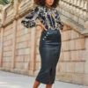 Black Coated Pencil Skirt With Button Detail 1 Black Coated Pencil Skirt With Button Detail -SOSANDAR Sales web 2309 19 a22od002bk0001 a23tj005bkcv01 a23sd002bk0001 19 110 1