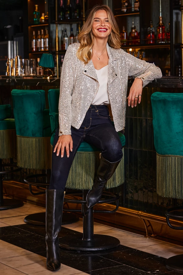 Silver Luxe Sequin Biker Jacket 6 Silver Luxe Sequin Biker Jacket - Image 4