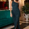 Emerald Green Sparkle One Shoulder Maxi Dress -SOSANDAR Sales web 2309 240 a23dj027gn0001 240 187 rt