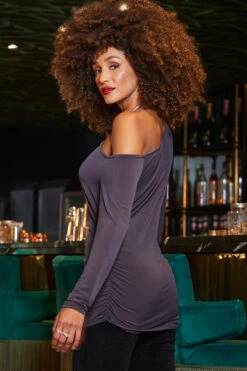 Pewter Asymmetrical One Shoulder Top 11 Pewter Asymmetrical One Shoulder Top -SOSANDAR Sales web 2309 242 a23tj035mc0004 242 109 rt