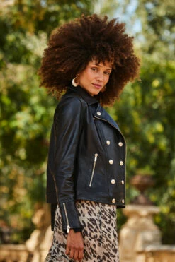 Black Leather Biker Jacket With Gold Button Detail 13 Black Leather Biker Jacket With Gold Button Detail -SOSANDAR Sales web 2309 24 s23sw027bran01 a23ol002bk0001 a22tk530bk0001 24 282