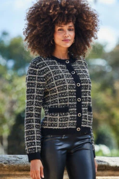 Black & Gold Metallic Fleck Premium Chic Cardigan