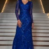 Sapphire Blue Premium Embellished Sequin Maxi Dress 1 Sapphire Blue Premium Embellished Sequin Maxi Dress -SOSANDAR Sales web 2309 36 a23dw008be0028 36 108 2