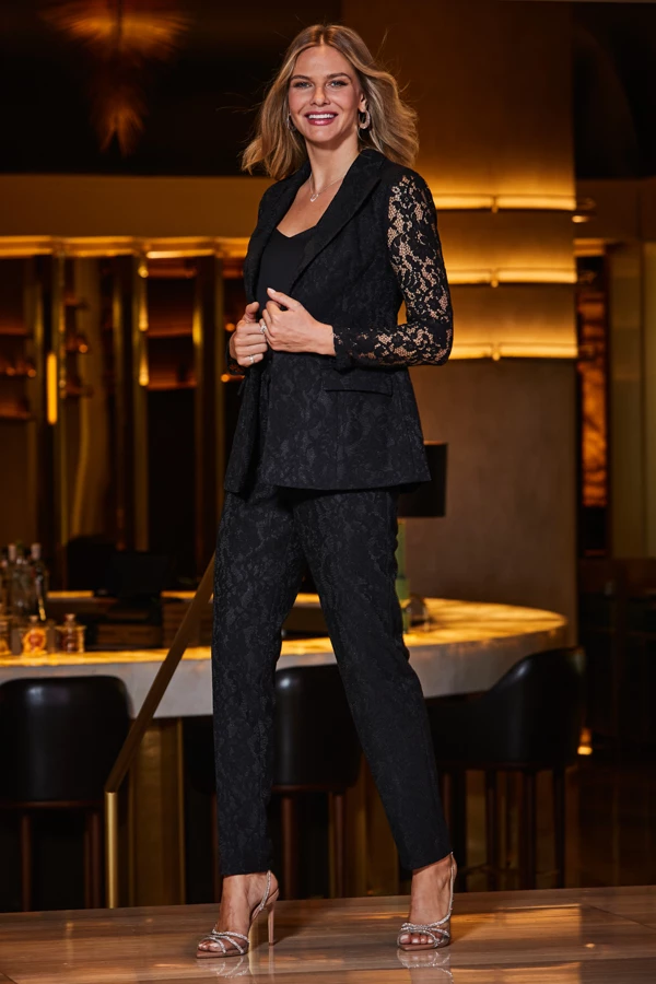 Black Premium Lace Detail Tuxedo Trousers 3 Black Premium Lace Detail Tuxedo Trousers