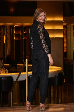 Black Premium Lace Detail Blazer -SOSANDAR Sales web 2309 53 s23bw003bk0001 s23ow034bk0001 53 284