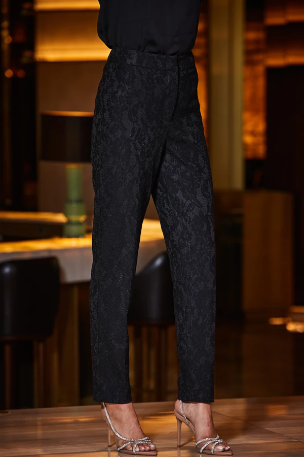 Black Premium Lace Detail Tuxedo Trousers 4 Black Premium Lace Detail Tuxedo Trousers - Image 2