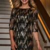 Black & Gold Scatter Sequin Shift Dress