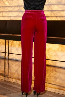 Raspberry Pink Velvet Wide Leg Trousers -SOSANDAR Sales web 2309 67 a23bw018pk0026 a23ow051pk0026 67 173