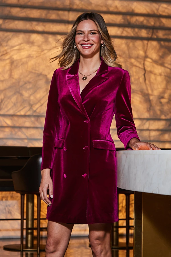 Raspberry Pink Velvet Blazer Dress 7 Raspberry Pink Velvet Blazer Dress - Image 5