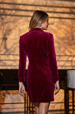 Raspberry Pink Velvet Blazer Dress 11 Raspberry Pink Velvet Blazer Dress -SOSANDAR Sales web 2309 72 a23dv008pk0026 72 125