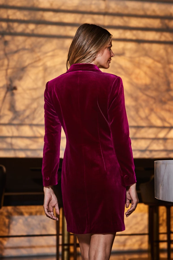 Raspberry Pink Velvet Blazer Dress 6 Raspberry Pink Velvet Blazer Dress - Image 4