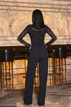 Black Luxe Lace Wide Leg Jumpsuit 12 Black Luxe Lace Wide Leg Jumpsuit -SOSANDAR Sales web 2309 75 a23jj007bk0001 75 077