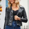 Black Faux Leather Biker Jacket
